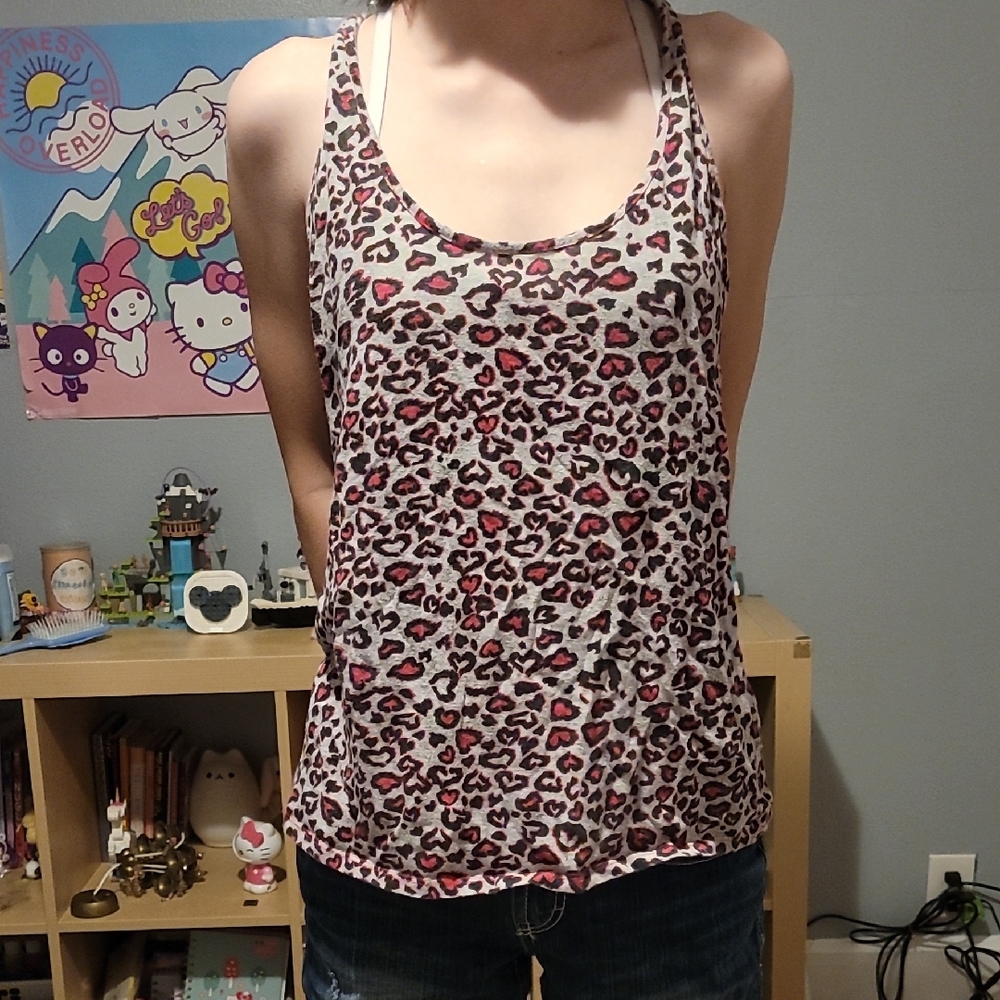 cute leopard heart tanktop